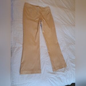 J. McLaughlin Size 8 Tan Ivy Pant Gingham Check Pull On EUC